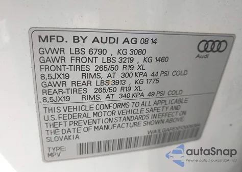 2015 Audi Q7 3.0T Premium from USA, damaged, VIN WA1LGAFEXFD006384